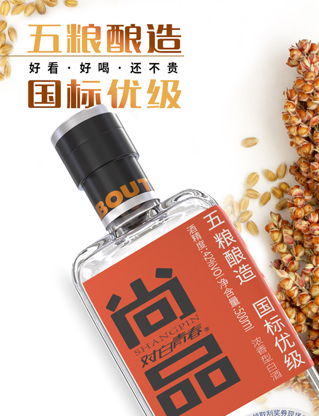 對(duì)白青春酒尚品濃香型酒【42度500ml】